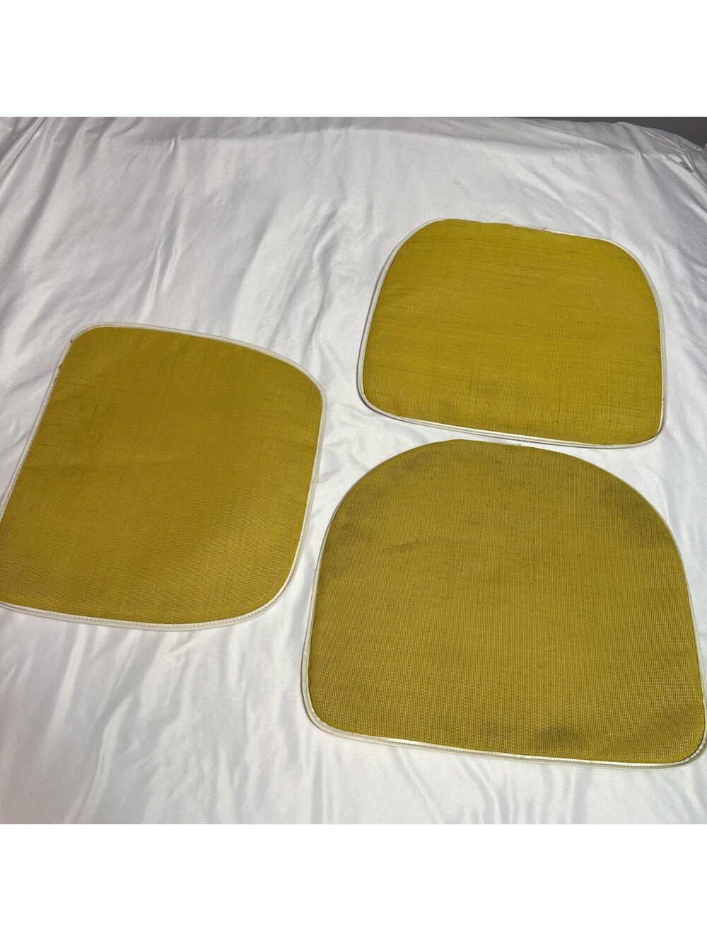 Vtg Lawn Chair Cushions Pads Groovy Retro Mid Century Yellow Randi Lot of 3